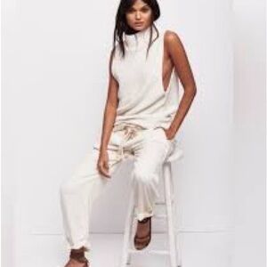 Cream Sleeveless Turtleneck Top